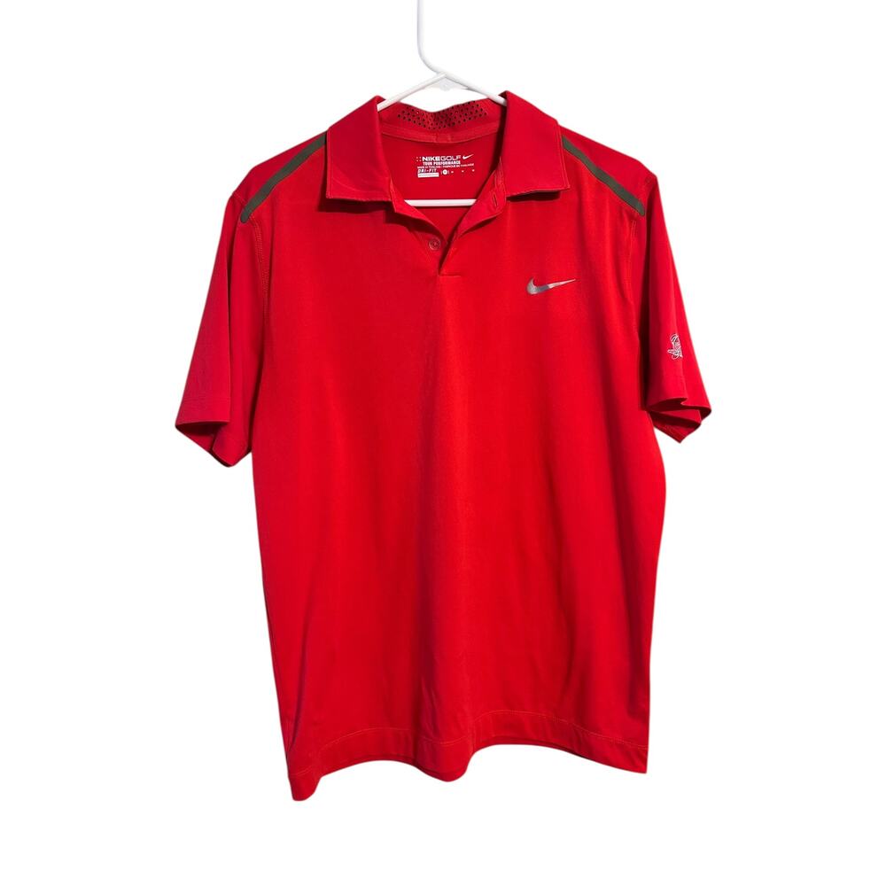 Nike Golf Tour Peformance Red Dri-Fit Polo Short Sleeve Shirt Men's Size Medium